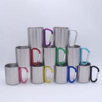 300ML Stainless Steel Carabiner Camping Mug - Heat Sublimation Drinking Cup 201. 300ml gray