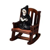 Helovino raganos figūrėlė Derva Miniatiūrinė Grim Reaper statula Ragana Vaiduoklis supamojoje kėdėje C black