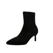 5/7/9CM Luxury Women Black Flock Sock Boots Stiletto Thin High Heels Elastic Knitting Boots Winter Stretch Fabric Ankle Boots 39 white