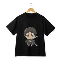 Attack on Titan Eren Yeager Chibi Unisex Graphic T-Shirt Anime Manga Draw Casual L black