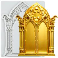 Gothic Door Silicone Mold Castle Door Fondant Molds Cake Decorating Tools Theme Cake Dessert Decorated Chocolate Candy Mold pilka spalva