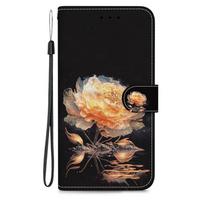 Dėklas Motorola MOTO G14 G54 G84 G13 G23 4G G53 G73 5G MotoG14 MotoG54 Odinis atverčiamas dėklas su stovu Telefono dėklas Mielas gėlių Capa for Moto G54 5G black