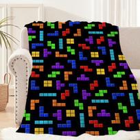 Puzzle Game T-TETRIS-ES Blanket Blanket for Couch Sofa Travel Home Picni Flannel Blanket birthday gift Warm Comfortable 30x40in blue