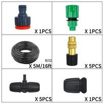 Outdoor Cooling Irrigation,  Automatic Garden Watering System Kit, 5-20m Adjustable Spray & Sprinkler for Potted Plants black