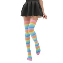 Newjoinfun Striped Over Knee Socks Women/Men Casual Stretch Breathable Anti-Slip Workout Yoga Running Knee High Stockings One Size blue