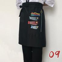 Japoniško stiliaus pusprijuostė Virtuvės Restorano Padavėjo trumpa prijuostė Su karpiu ir laimingu katinu spausdinta Sushi šefo darbo uniformos prijuostės OneSize gray
