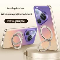 360 ° Rotation Bracket Case For Huawei Pura 90 Pro Max 90Pro 5G Ring Holder Magnetic Protective Back Cover Pura 90 Pro Max violetinė