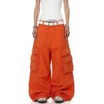 Lazy American retro casual trousers loose washed old legal work thick heavy popular overalls 3XL oranžinė
