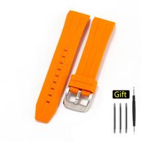 22mm Waterproof Sports Silicone Watch Strap for Tissot 1853 Sea Star Diving T120417 T120407A  Metal pin buckle Mens bracelet orange