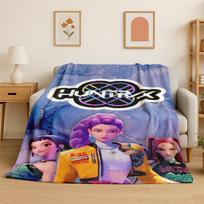 Kpop Rumi Mira Zoey Cartoon Group Flannel Blanket Soft Warm Throw Blanket for Bedroom Living Room Bed Travel Gift 80x120cm gray