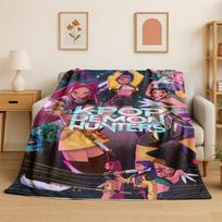 Kpop Rumi Mira Zoey Cartoon Group Flannel Blanket Soft Warm Throw Blanket for Bedroom Living Room Bed Travel Gift 150x200cm