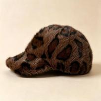 Autumn Winter Faux Mink Fur Leopard Print Warm Adjustable Baseball Cap One Size black
