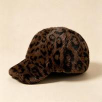 Autumn Winter Faux Mink Fur Leopard Print Warm Adjustable Baseball Cap One Size black