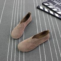 Pavasarinis laisvalaikio mados rinkinys Loafers Zomšiniai užsegami „Lazy“ batai plokščio minkšto paviršiaus moteriški batai 39 chaki