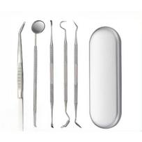 Nerūdijančio plieno dantų veidrodis Dantų rinkinys Maišelis Burnos veidrodėlis Dantų instrumentas Burnos priežiūros balinimas Dantų pašalinimas Dantų akmenys Įrankiai 5-piece set white