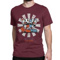 Men Women's Retro The Cuphead T Shirts Game Anime Pure Cotton Clothing Novelty Short Sleeve Crew Neck Tees New Arrival T-Shirts 2XL gray