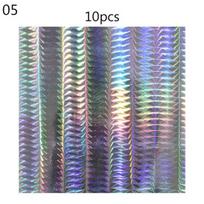 10vnt Geometrinio rašto holografinė lipni juosta plėvelė Blizgus žvejybos masalo lipdukas 02 gray