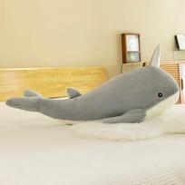 Kūrybiška ryklio narvalo lėlė pliušinis žaislas miegojimo ilgas juostelės pagalvės lėlė vaikiška mergaitės dovana 60cm beige