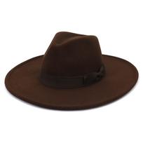 Unisex mados platus vilnos diržas plokščias viršus Fedora Hat Party Church Hats Cap kava
