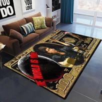 Retro S-Scarface tematikos neslystantis kilimas svetainei, sofos dekorui, modernus kilimėlis grindims vyriškam miegamajam, patvarūs plotiniai kilimai 40x60cm gray