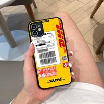 D-DHL-L logotipas Silikoniniam matiniam telefono dėklui iPhone 16 Pro Max 15 14 13 12 11 X XS MAX iphone 12 white