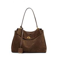Originalios karvės odos moteriška rankinė, vieno peties crossbody su atvartu ir sagtimi, didelės talpos hobo tipo rankinė 35cmX11cmX25cm black