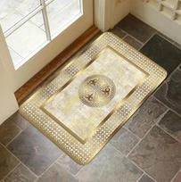 Non Slip Washable Door Mat Cat Sunflower Tulip Heart Stone Floral Greek Music Pattern Indoor Outdoor Corridor Porch Hallway Rug 40cm x 60cm beige