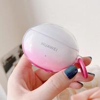 Gradient Transparent Silicone Earphone Case For Huawei Freebuds 6i Charging Box Cover For Freebuds 5i with for Freebuds 6i rožinė