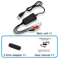 USB Audio Capture Card Grabber for Vinyl Cassette Tapes to Digital MP3 Converter recording adapter RCA L/R 3.5mm audio to USB 2. Audio Capture Card