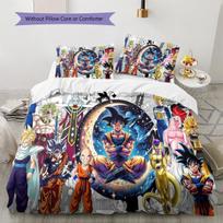 Dragon Ball Z Pattern Bedding Quilt Set Quilt Cover Pillowcase Home Birthday Gift(1 * duvet cover + 2 * pillowcase, without core) 135x200cm blue