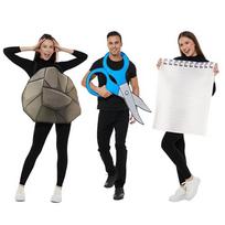 EraSpooky Suaugusiųjų Akmens, Popieriaus, Žirklių Kostiumas, Šeimos Helovino Apranga 3 Asmenims, Juokingi Trio Grupės Kostiumai Vyrams, Moterims One Size gray