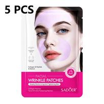 SADOER Collagen Peptide Facial Wrinkle Patches: Anti-Aging Forehead & Smile Line Masks with Retinol & Hyaluronic Acid 5pcs white