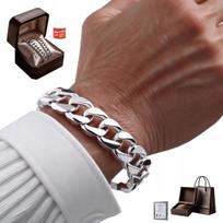 THICK SILVER Men' Bracelet 10mm Full Armor Gift Bracelet brown