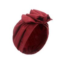Turbanas Retro Prancūziško stiliaus gėlėmis dekoruota moteriška skrybėlė vienspalvė kvėpuojanti nuo vėjo apsauganti galvos apranga kasdieniam dėvėjimui vyno raudonos spalvos