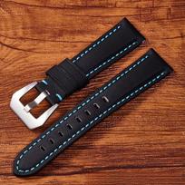 New Nylon Genuine Leather Panerai Watch Strap Suitable for Fat SeaPAM01661/441 Vintage Soft Style 24MM-Black buckle black
