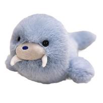 Kawaii Sea Family Plush Toys Soft Fluffy Seal Doll Cute Shark Desktop Pets Plushie Walrus Office Companion Lovely Gift white