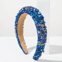 Bohemia Style Chunky Gemstone Headband Colorful Raw Stone Crystal Hairband Heavy Work Ethnic Style Hair Accessories mėlyna