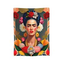 F-Frida K-Kahlo pledai koralinis vilnos pliušas vasaros oro kondicionieriaus kvėpuojantis itin minkštas pledas sofai lovatiesėms Size: 100*150cm, Weight: 280 GSM