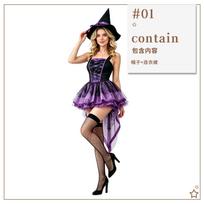 Helovino kostiumas violetinės raganos kostiumas seksualus karnavalo naktinio klubo baro vampyro scenos kostiumas XXL black