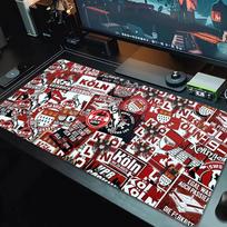 FC KÖLN pelės kilimėlis didelis žaidimų stalo pagalvėlė neslystantis nešiojamojo kompiuterio planšetinio kompiuterio didelis pelės kilimėlis XXL kilimėlis mini kompiuterio žaidimų kilimėlis su užrakinamu kraštu_XIA 30cmx60cm(11.8x23.6inch) gray