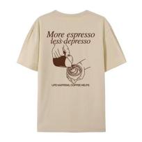 More Espresso Funny Coffee TShirts Cute Barista Graphic Tee Loose Fashion Streetwear Top Unisex Women Short Sleeve Crew Neck Tees M beige