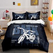 BMX Street Style Graphic Design Bedding Duvet Cover Set Duvet Cover Pillowcases  (1*Duvet Cover 2*Pillowcases, without duvet insert) 135x200cm black