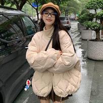 Women Lazy Style Plaid Oversize Loose Cotton Padded Winter Coat XL balta