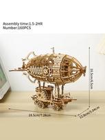 3D Wooden Airship Puzzle Model Kit For Adults - Hand Craft Mechanical Building Brain Teaser Model Craft For Adult Entertainment beige