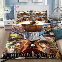 Anime Attack on Titan 3D spausdintas patalynės komplektas Vienvietis Twin Pilnas Queen King Dydžio lovos komplektas Suaugusiems Vaikams Miegamojo patalynė Dovana AU Single 140x210cm