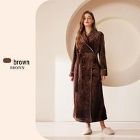 Storas flanelinis porinis chalatas - didelių dydžių namų drabužiai moterims ir vyrams XL [Fits 172CM, up to 80kg] beige