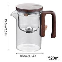 520/720ml Stiklinis arbatinukas su plikytuvu, magnetiniu būdu prisegamu arbatos plikytuvu, medine rankena, arbatos atskyrimo filtravimo stiklinis virdulys white
