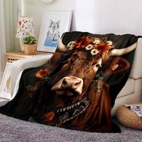 1 vnt. karvės gėlės pledas Lengvas flanelinis užtiesalas sofai, lovai, kelionėms, stovyklavimui, svetainei, biurui, sofai, foteliui 80cmx120cm brown