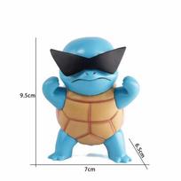 3 stiliaus 9cm Pokemon figūrėlė Squirtle su akiniais nuo saulės Figūrėlė PVC modelis Kolekcionuojama Pokemon Go veiksmo figūrėlė Vaikų gimtadienio dovana blue