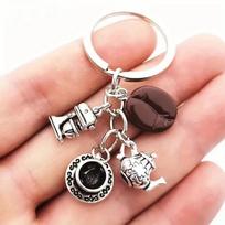 European & American Fashion Barista Keychain: Creative Coffee Machine, Coffee Pot, Coffee Cup for Coffee Lovers brown